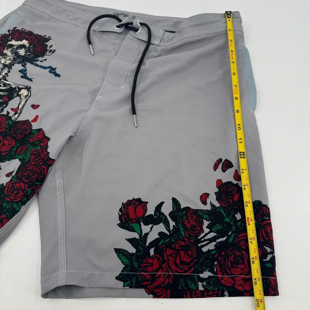 Section 119 Grateful Dead Bertha Skeleton Rose Board Shorts Grey Mens 36 Waist